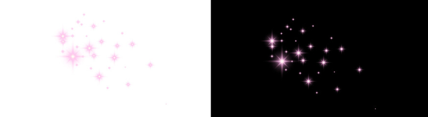 Obraz premium Png image of pink sparkles glitter effect overlay starbursts light effects decorative design background graphic element on transparent background