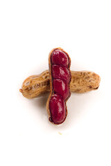 Boiled Peanuts with Red Kernels in Cracked Shells Traditional Salt Water Snack Food
