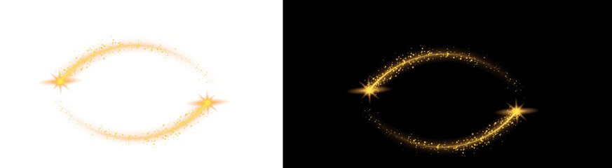 Png image of  gold glitter sparkle light effect golden magic dust particles shimmer trail glowing shine burst abstract design on transparent background