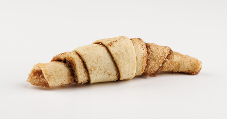 Delicious cinnamon cookies on white background.