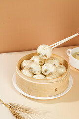Traditional Xiaolong Pork Cabbage Buns in Bamboo Steamer - Authentic Chinese Shengzhou Cuisine Dumplings