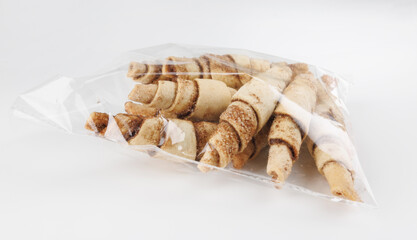 Delicious cinnamon cookies. Cinnamon cookies in plastic packaging.