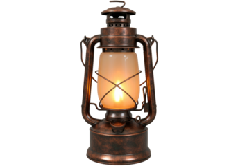 Isolated lantern with a bronze patina, antique and vintage, old time light source outdoors