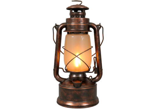 Isolated lantern with a bronze patina, antique and vintage, old time light source outdoors