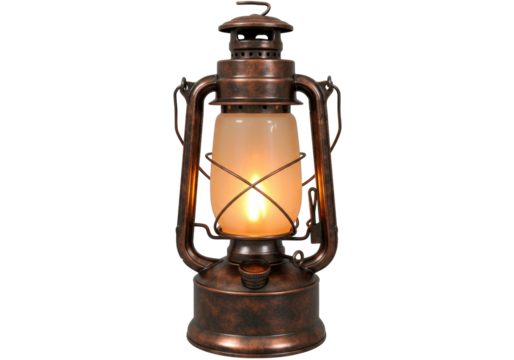 Isolated lantern with a bronze patina, antique and vintage, old time light source outdoors