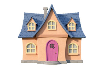 Isolated charming cottage, whimsical building for storybook illustrations and designs, cute home