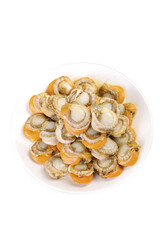 Fresh Raw Scallops in White Bowl - Premium Seafood Shellfish for Gourmet Cooking