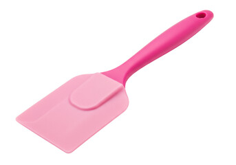 Isolated pink silicone spatula cooking utensil tool for kitchen tasks, food preparation