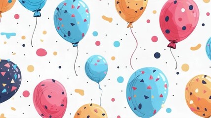 Colourful balloons with geometric patterns create a festive and light-hearted atmosphere — an excellent backdrop for invitations to children's events or card designs.
