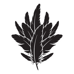 Detailed majestic feather collection, Clean minimal vector silhouette