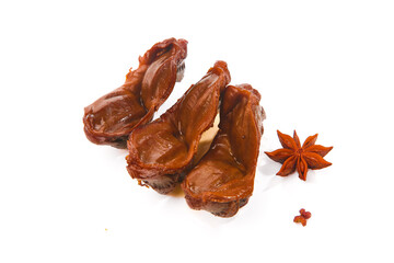 Duck Gizzards with Star Anise Spice - Traditional Asian Cuisine Ingredient on White Background