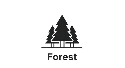 Simple black silhouette of evergreen trees forming a forest landscape