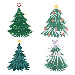 set of christmas trees