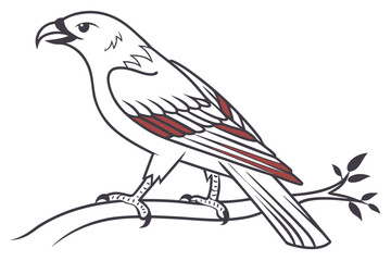 Bald Eagle Perched on Bare Tree Branch Vector - Monochrome Landscape Etching