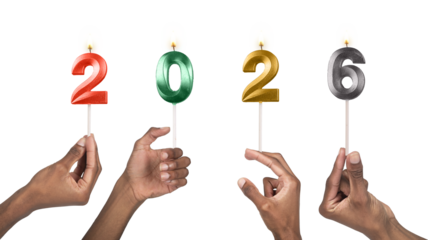 Candle 2026 celebration. Woman holding burning candle symbolizing hope, warmth, and festive spirit,