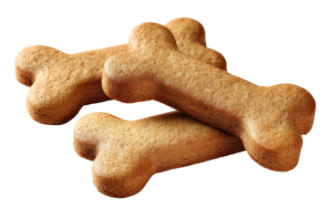 Bone-shaped baked goods stacked on a dark background