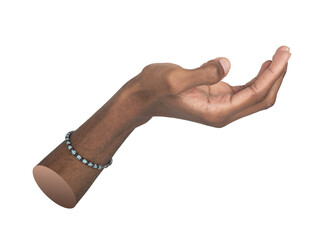 Cupped hand gesture. African man extending open palms in a humble and hopeful pose, symbol of