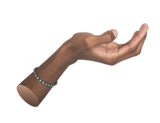 Cupped hand gesture. African man extending open palms in a humble and hopeful pose, symbol of