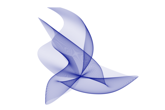 Abstract Blue Flowing Lines. Futuristic Digital Waveform with Curved Mesh