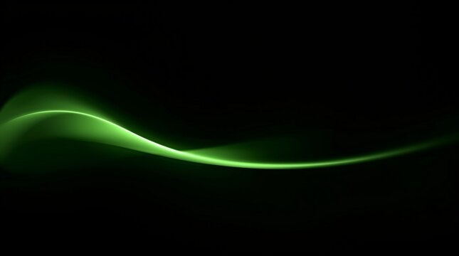 Glowing Green Wave Line on Dark