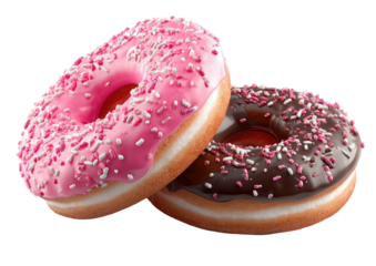 Two sweet, frosted rings topped with colorful sprinkles