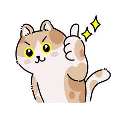Smiling cartoon cat giving a thumbs up.