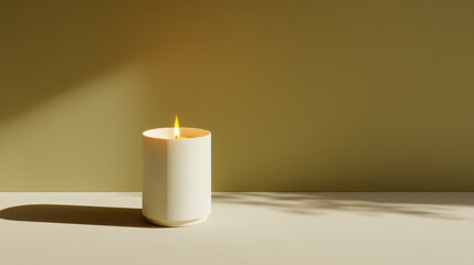 simple candle with augmented flame animation softly illuminated against clean background