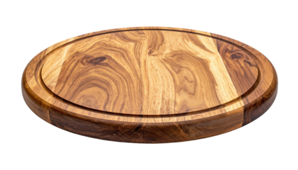 Wood grain cutting board with drip groove, oval