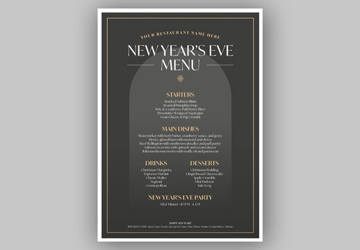 New Year's Eve Menu Layout