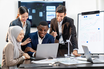 team of multiethnic colleague discuss budget performance planning, sharing idea for cost reduction,...