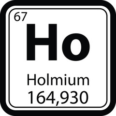 Holmium chemical element icon. The chemical element of the periodic table symbol. Sign with atomic number. flat style.