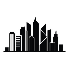 Fototapeta premium Abstract City Skyline Silhouette – Minimalist Black Icon of Urban Architecture and Metropolitan Design