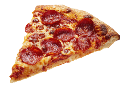 A single slice of pepperoni pizza with melted cheese and a crispy crust