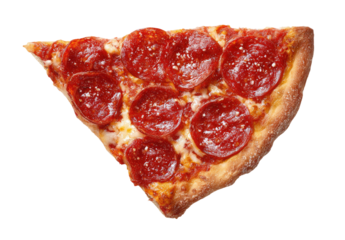 Delicious slice of pizza with melted cheese and pepperoni