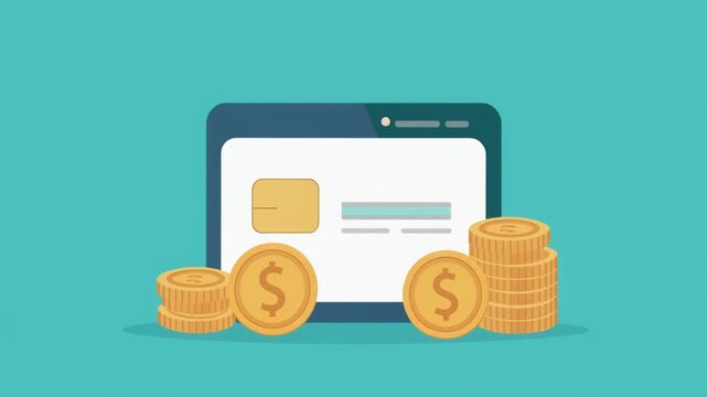 Vector illustration of a browser window showing an online payment interface.