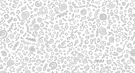 Abstract doodle pattern with various handdrawn shapes and symbols