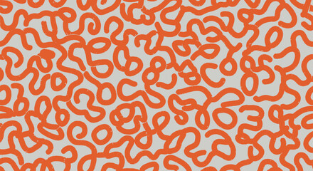 Abstract pattern with organic, flowing orange lines on a light grey textured background, creating a sense of movement and playfulness