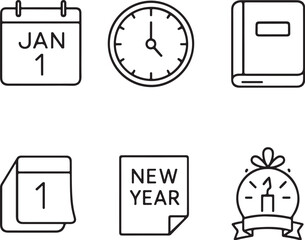 Fototapeta premium symbolic calendar icons black and white vector illustration.eps