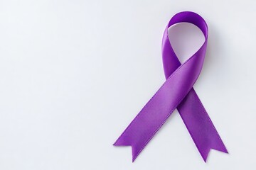A purple awareness ribbon symbolizing support for causes such as cancer awareness and anti-bullying initiatives.