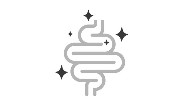 Intestine detox outline, video, icon. 