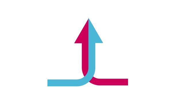 Two arrows symbol of partnership, teamwork, icon, video.