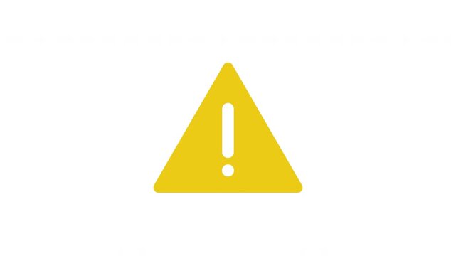 Bright Warning Alert Popup Caution Exclamation Triangle Animation ProRes 4K 60FPS Alpha Channel Loop