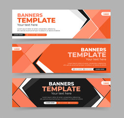 Set modern banner template with orange color