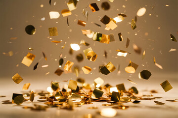 Golden confetti, celebration, festive, party, decoration, shiny, metallic, sparkle, event, joy