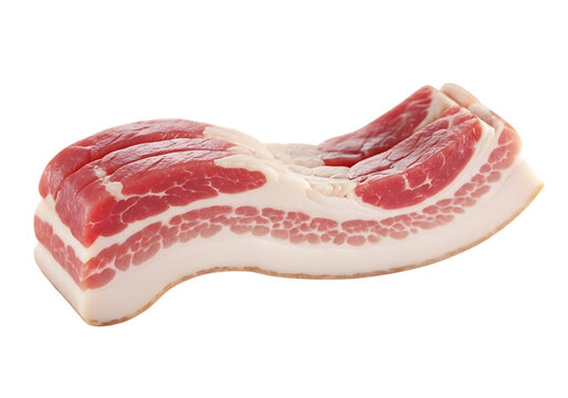 Fresh uncooked bacon slab on a black background close up shot