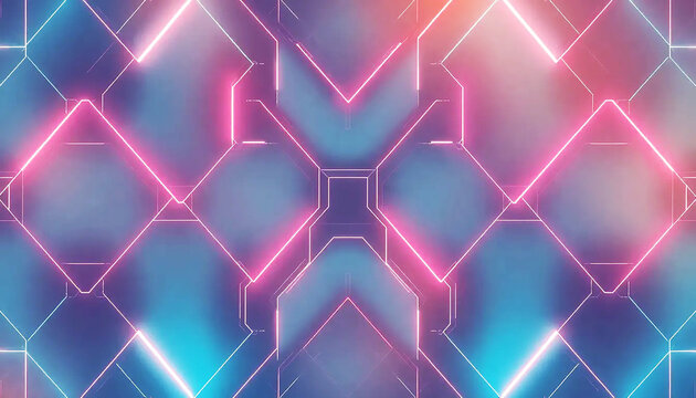 Abstract seamless pattern combining geometric shapes with modern light gradients, ideal for wallpapers, textiles, and tech backgrounds.