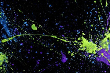 Colorful Paint Splatters Create an Abstract Masterpiece on Black Background During an Art Project