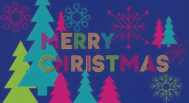 Merry Christmas Greeting Card with Retro Design