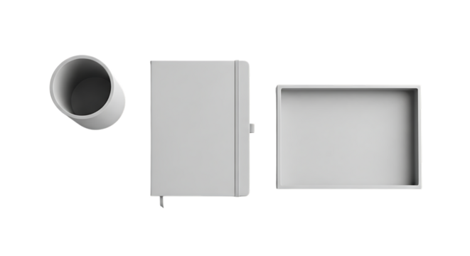 Minimalist stationery set with notebook and pen holder