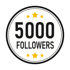 5000 Followers Celebration Milestone Badge Social Media Growth Achievement for Online Community Success and Engagement
